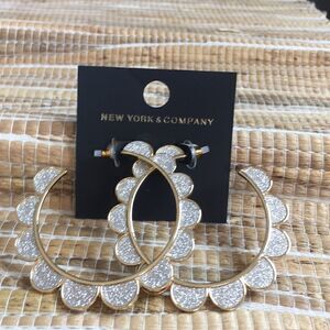 NWT NY&C gold hoops with sparkle